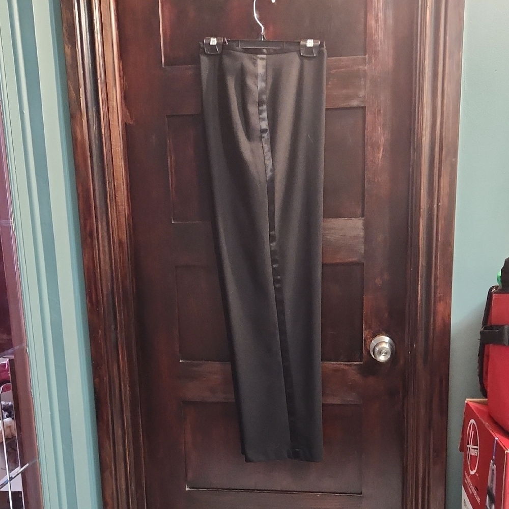 Elegant Black Straight Leg Women's Tuxedo Pants